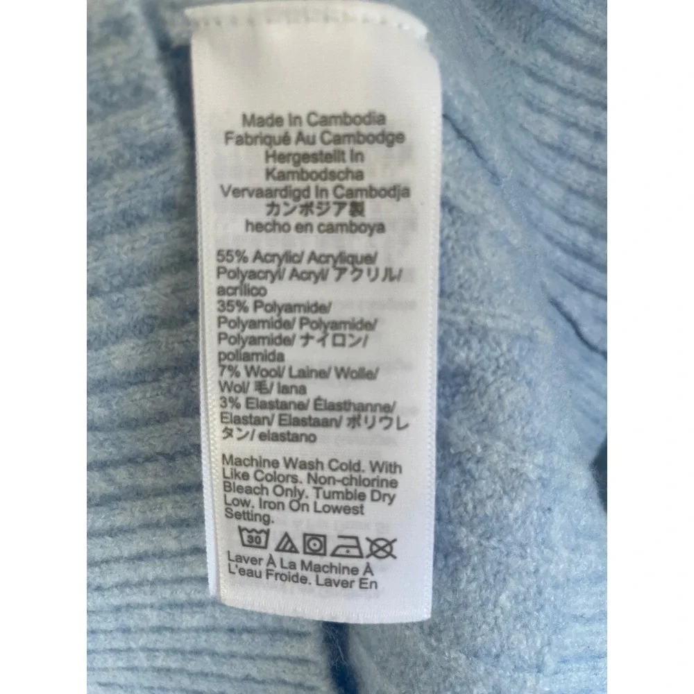 J.Crew‎ Extra-Soft Cable Knit Mock Neck Sweater Light Blue Womens Large